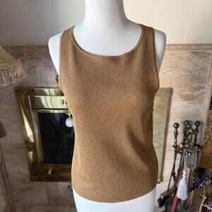 Vintage Ann Taylor Shimmery Gold Sleeveless Knit Top